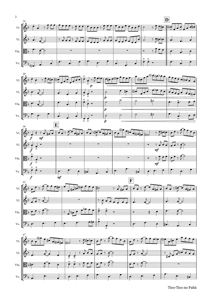 Tico-Tico no Fubá - Choro - String Quartet String Quartet scores gallery preview page 3