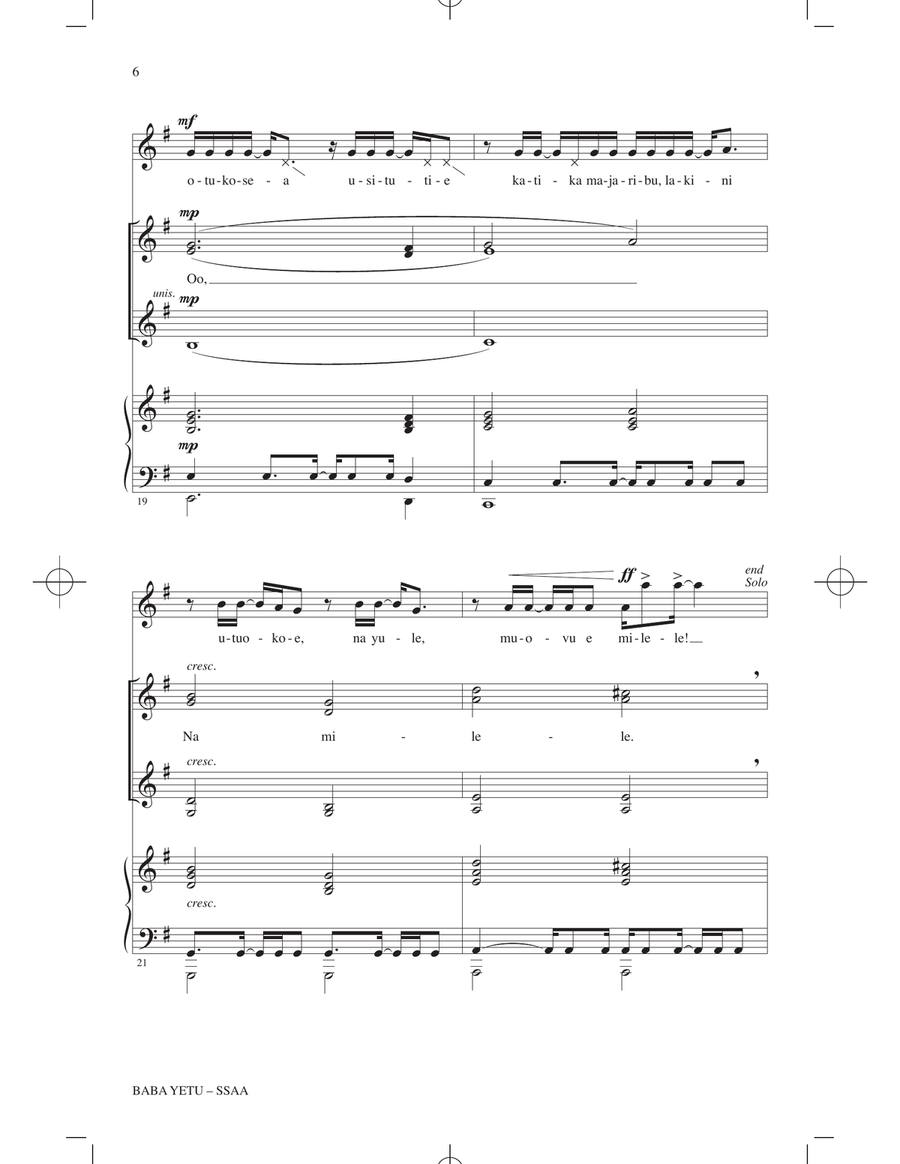 Baba Yetu (from Civilization IV) (arr. Roger Emerson) SSA scores gallery preview page 4