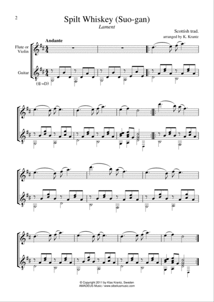 Kemp's Jig and Spilt Whiskey (Suo-gan) for flute and guitar Piccolo scores gallery preview page 2
