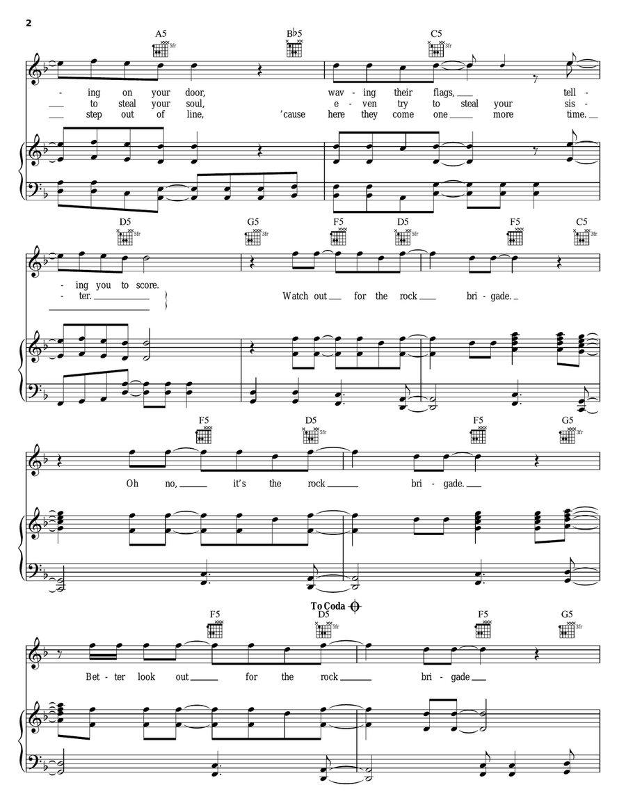 Rock Brigade Rock Brigade Piano, Vocal, Guitar scores gallery preview page 2