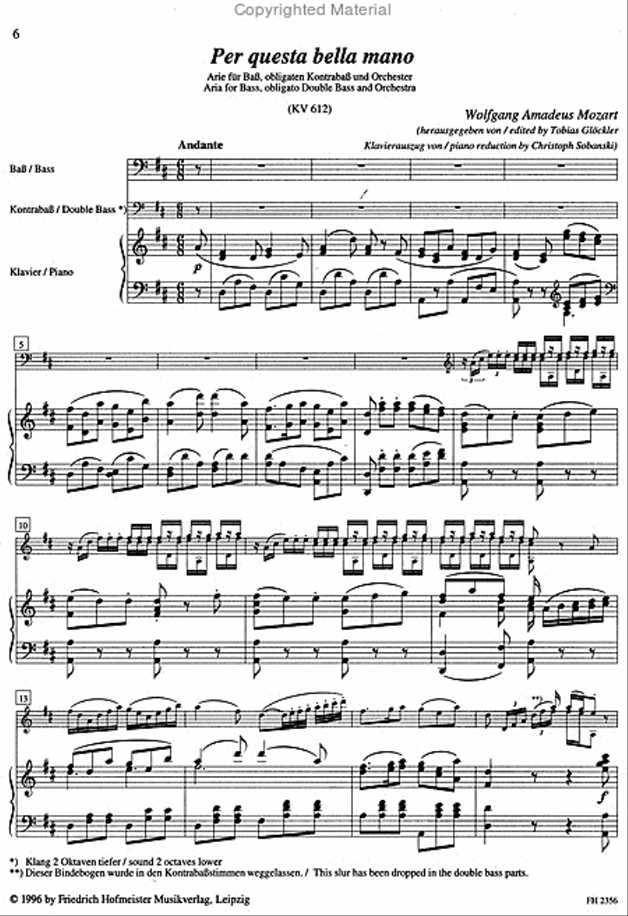 „Per questa bella mano / KlA Double Bass scores gallery preview page 2
