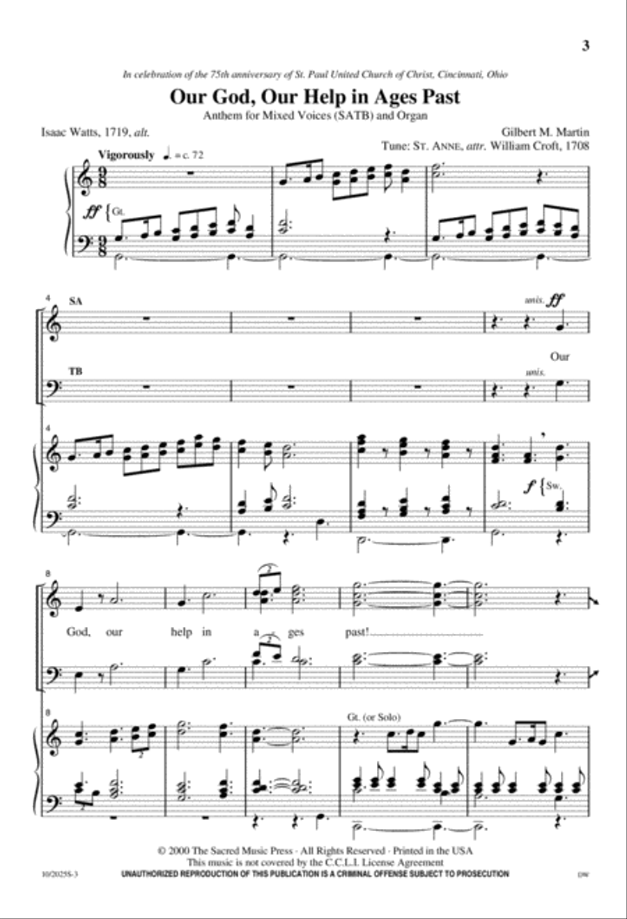 Our God, Our Help in Ages Past 4-Part scores gallery preview page 3