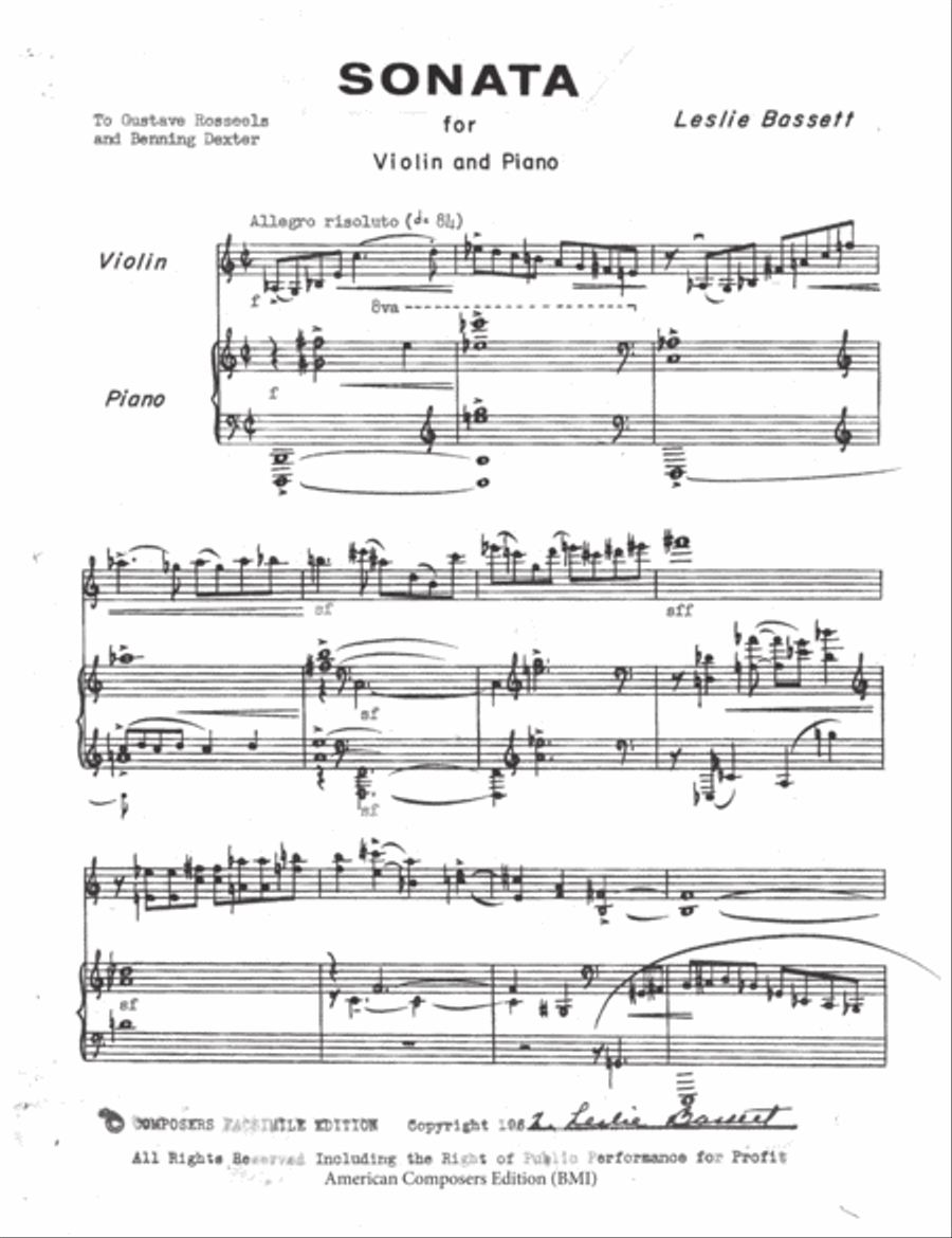 [Bassett] Sonata for Violin and Piano Violin Solo scores gallery preview page 3