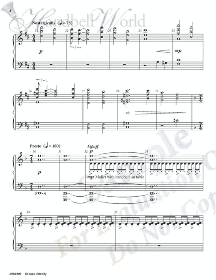 Escape Velocity Handbell Choir scores gallery preview page 4