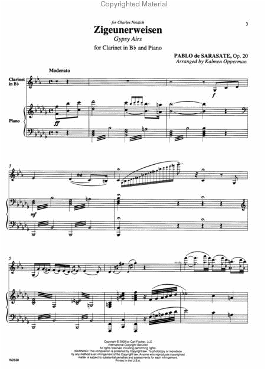 Zigenuerweisen B-Flat Clarinet scores gallery preview page 2