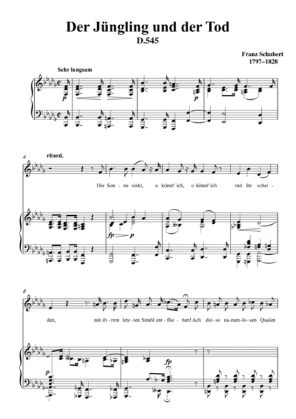 Schubert-Der Jüngling und der Tod in bB minor,D.545,for Vocal and Piano