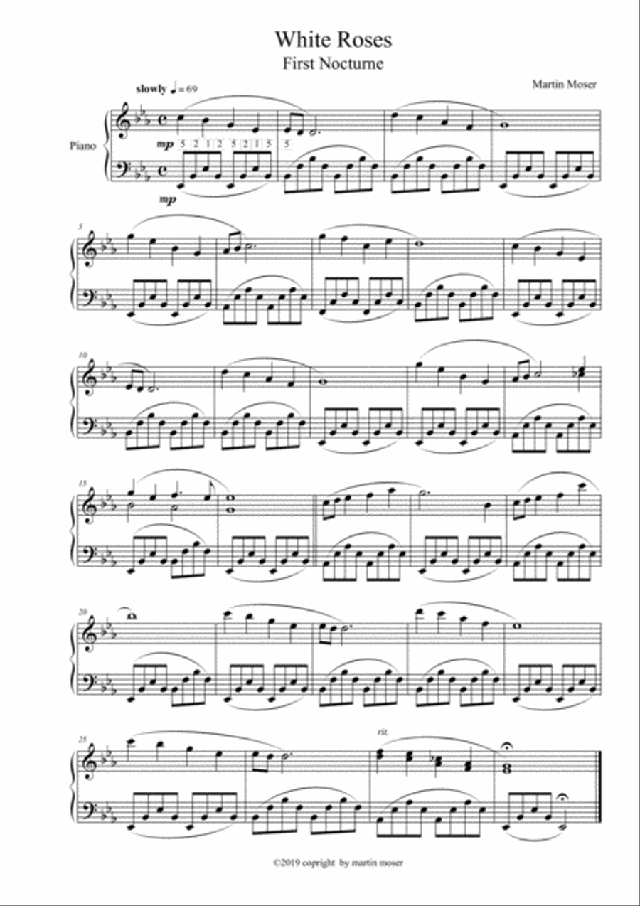 White Roses - First Nocturne Easy Piano scores gallery preview page 1