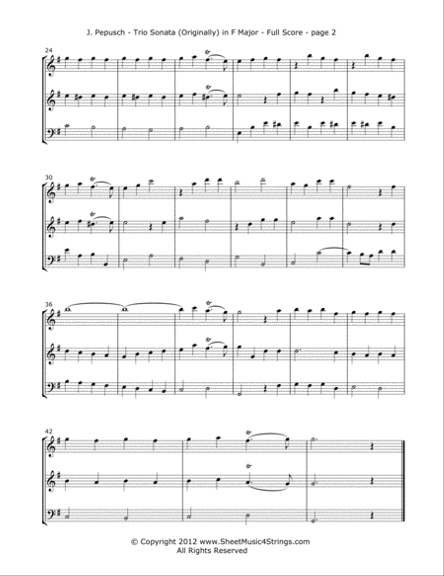 Pepusch, J. - Trio Sonata in F (Mvt. 4) for Two Violins and Cello String Trio scores gallery preview page 2