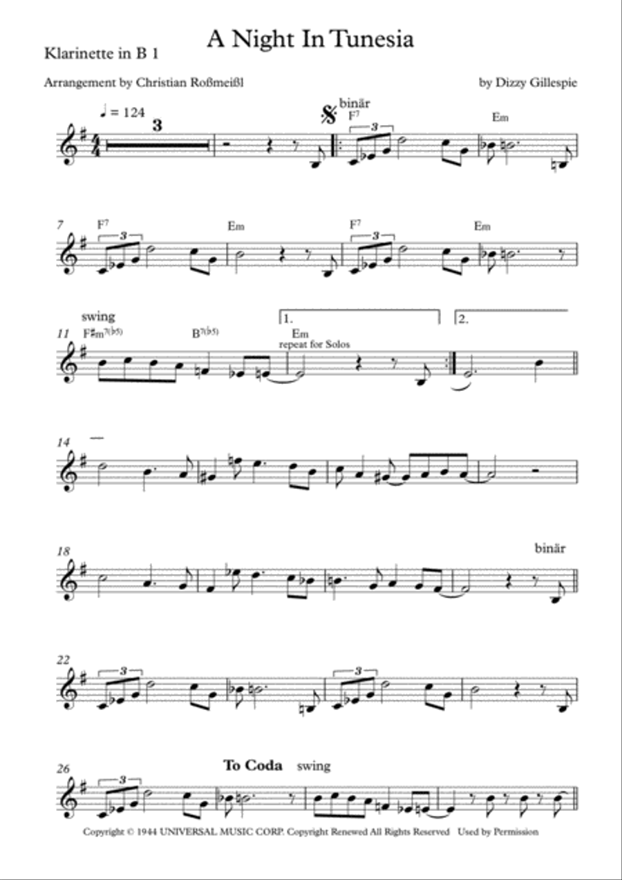 A Night In Tunisia Woodwind Quartet scores gallery preview page 6