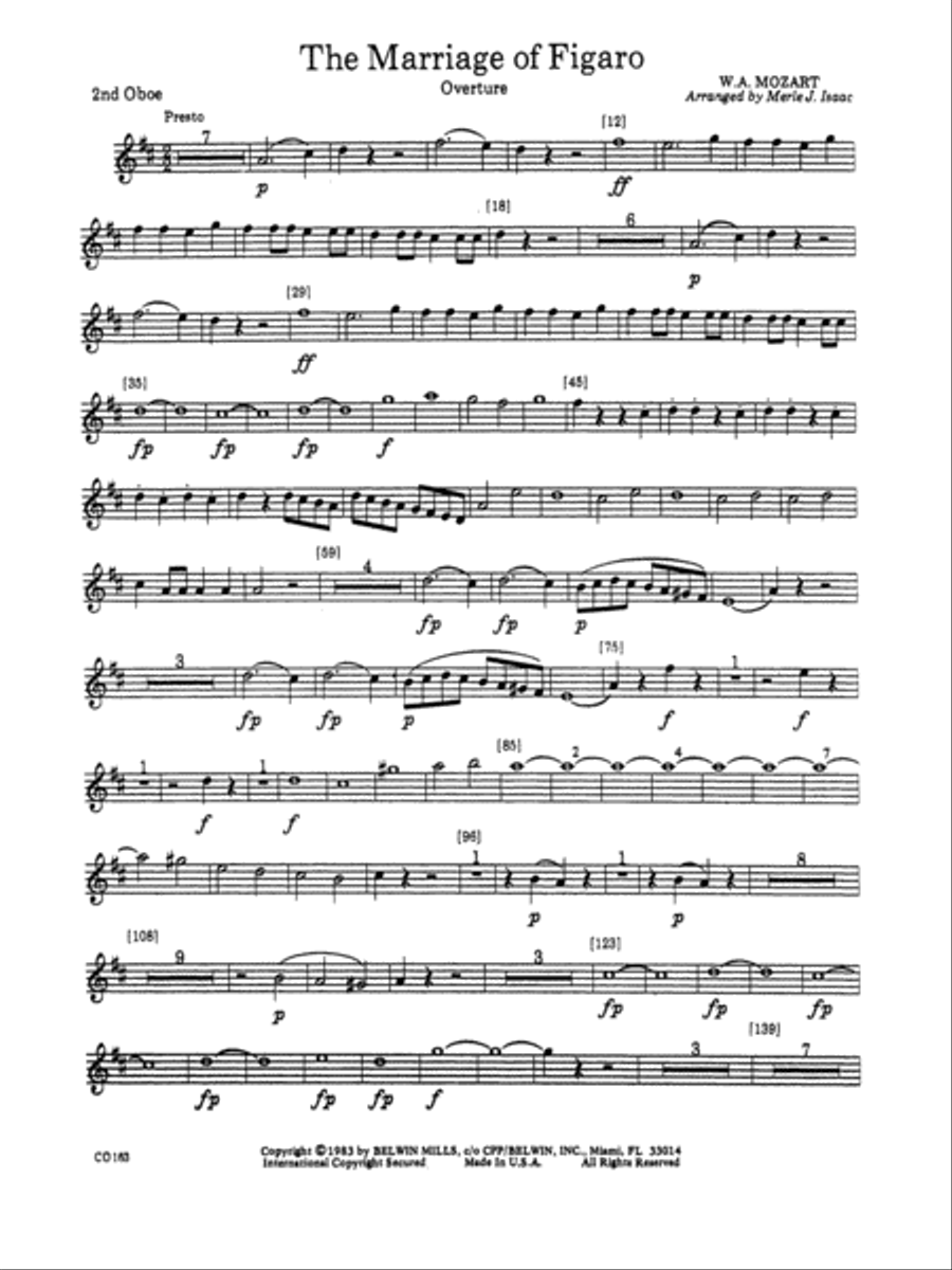 The Marriage of Figaro -- Overture: 2nd Oboe Full Orchestra scores gallery preview page 1