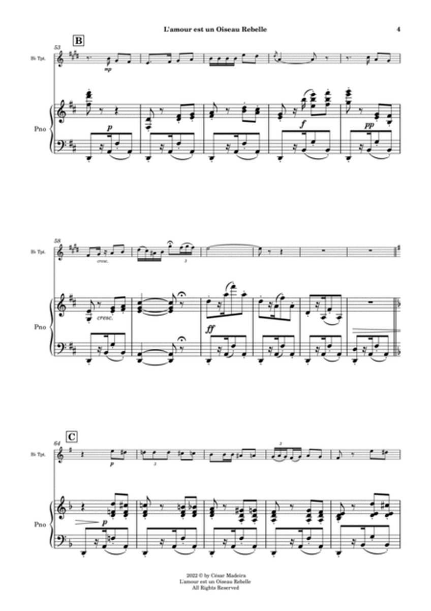 Habanera from Carmen by Bizet - Bb Trumpet and Piano (Full Score and Parts) image number null