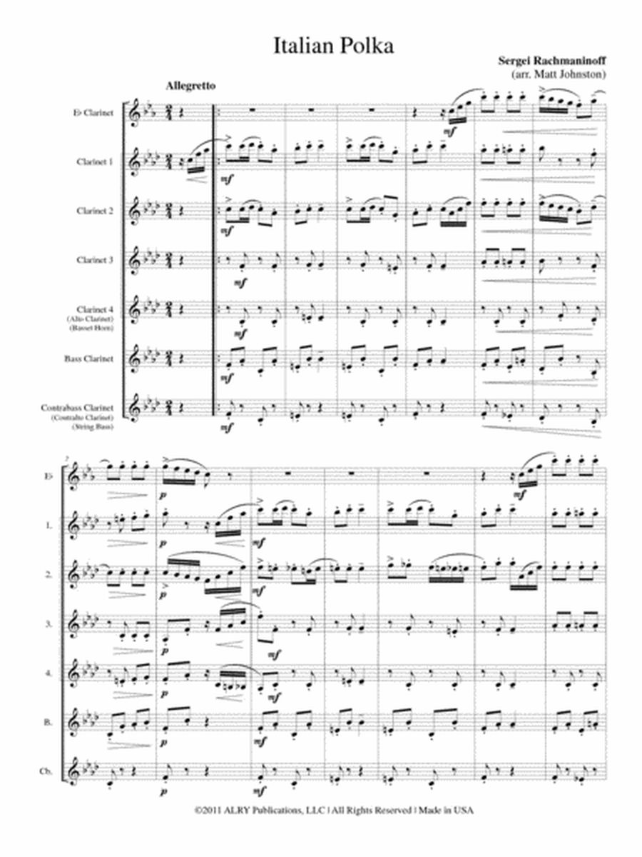 Italian Polka for Clarinet Choir