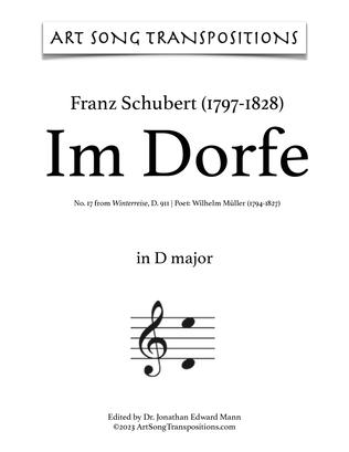 Book cover for SCHUBERT: Im Dorfe, D. 911 no. 17 (transposed to D major)