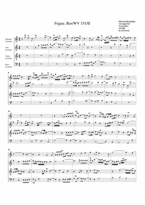 Fugue BuxWV 151/II, A major (arrangement for 4 recorders)