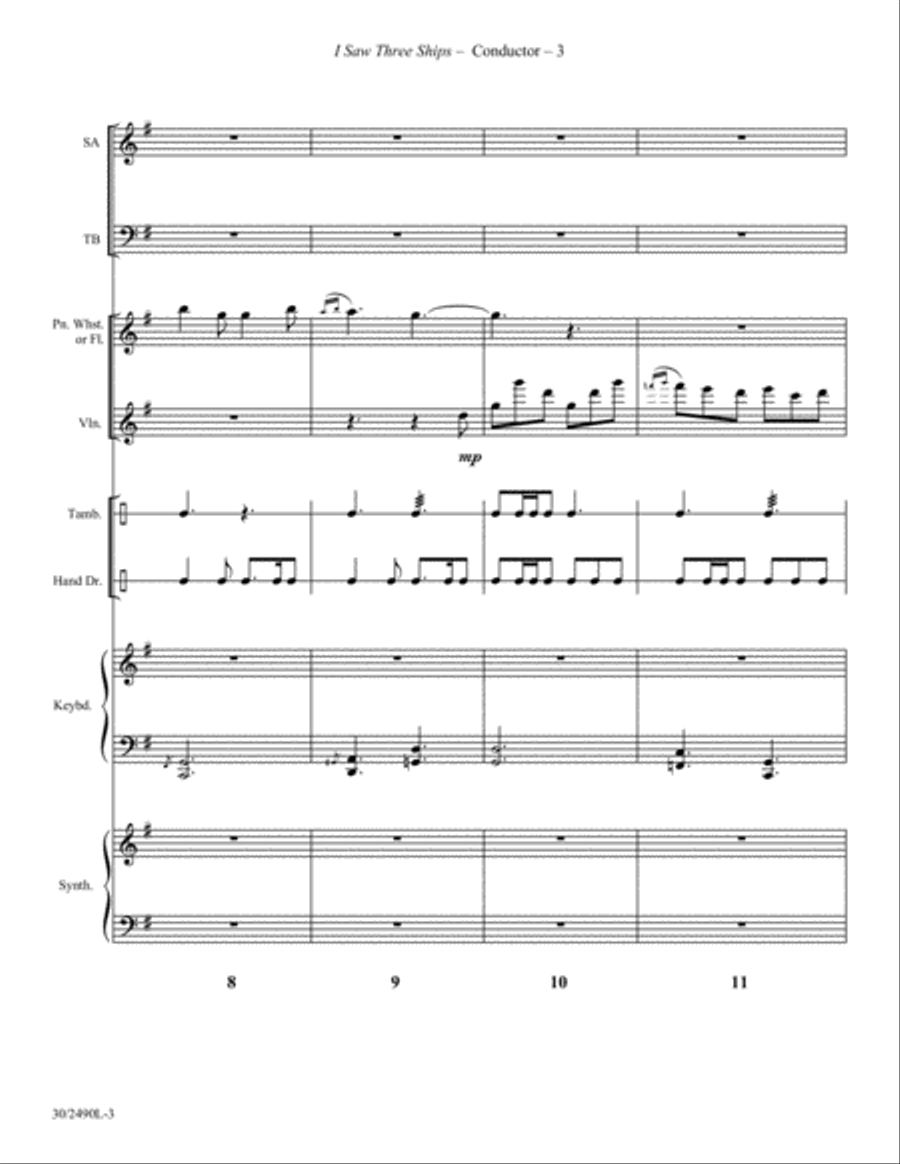 I Saw Three Ships - Instrumental Ensemble Score and Parts Flute scores gallery preview page 4
