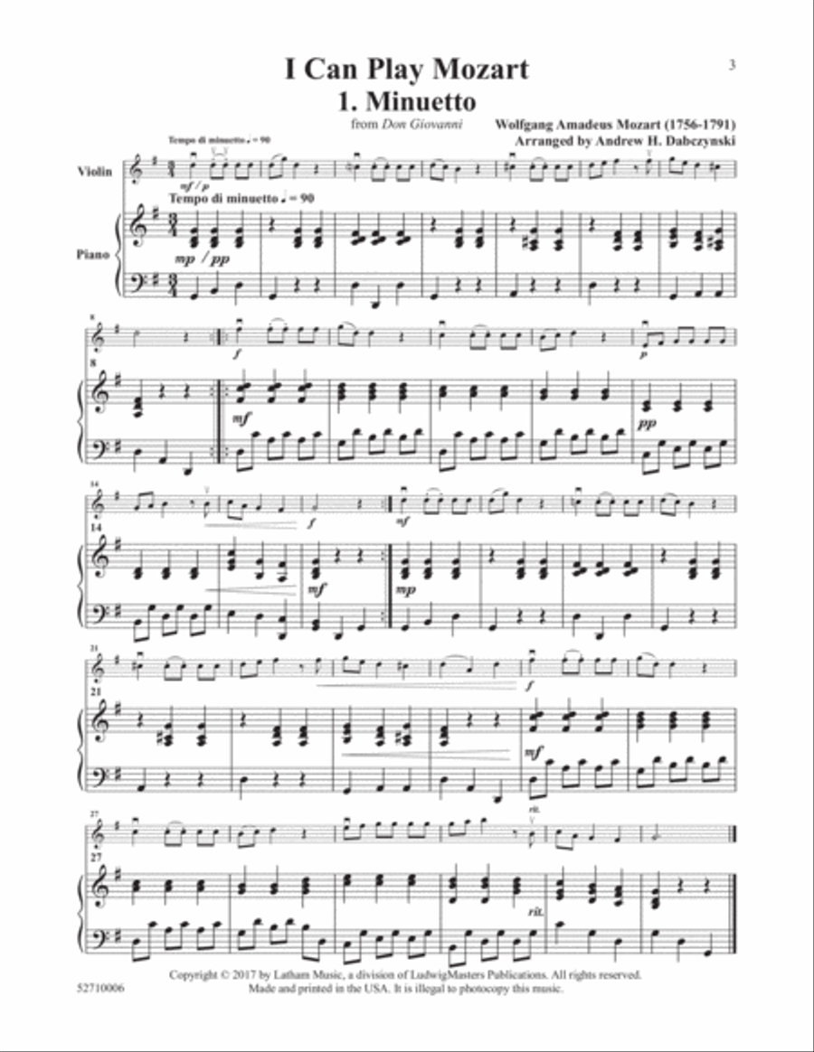I Can Play Mozart I Can Play Mozart Violin Solo scores gallery preview page 1