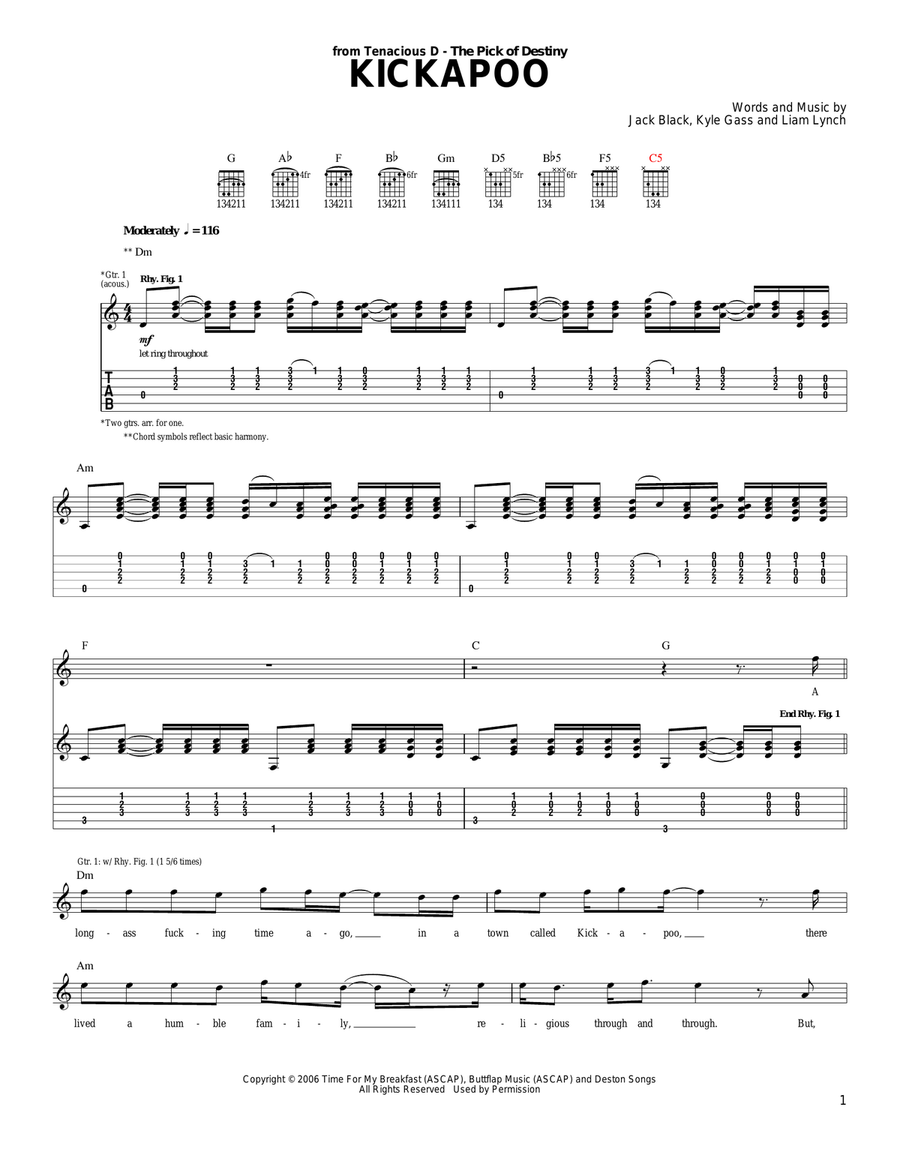 Kickapoo Acoustic Guitar scores gallery preview page 1
