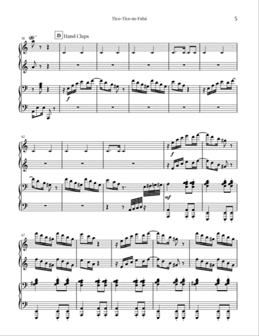 Tico-Tico no Fubá (Piano 4-hands) Piano Duet scores gallery preview page 5