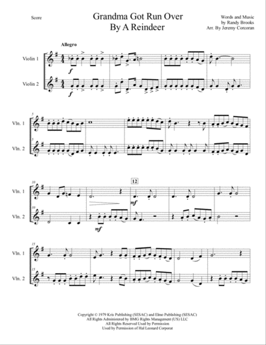 Grandma Got Run Over By A Reindeer String Duet scores gallery preview page 2