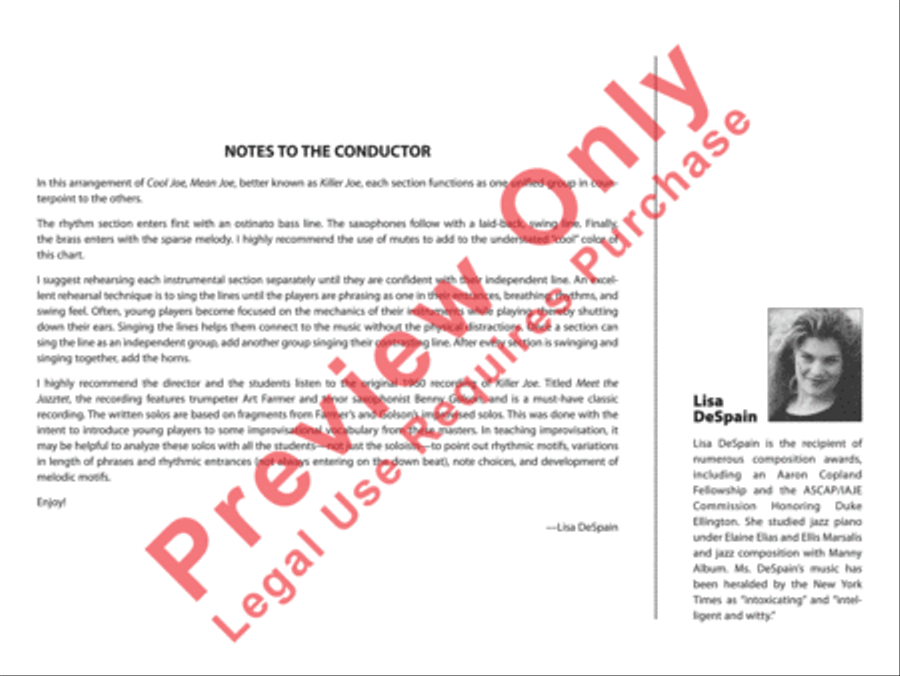 Cool Joe, Mean Joe (Killer Joe) Jazz Ensemble scores gallery preview page 3