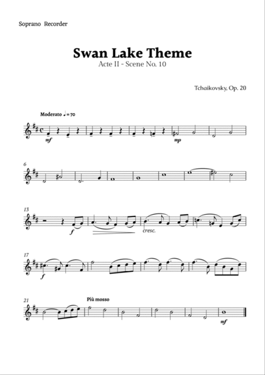 Swan Lake Theme by Tchaikovsky Chamber Music scores gallery preview page 3