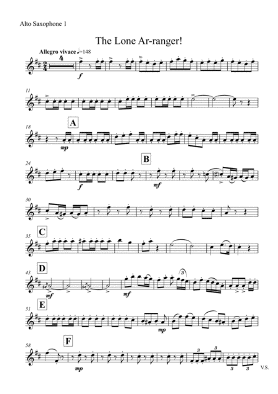 The Lone Ar-ranger (Saxophone Quintet) - Set of Parts [x5] Saxophone Quintet scores gallery preview page 5