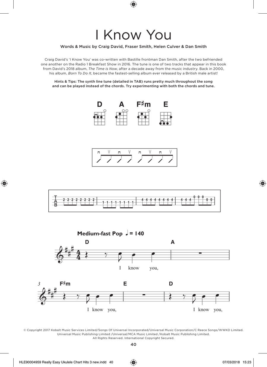 I Know You (feat. Bastille) Ukulele scores gallery preview page 1