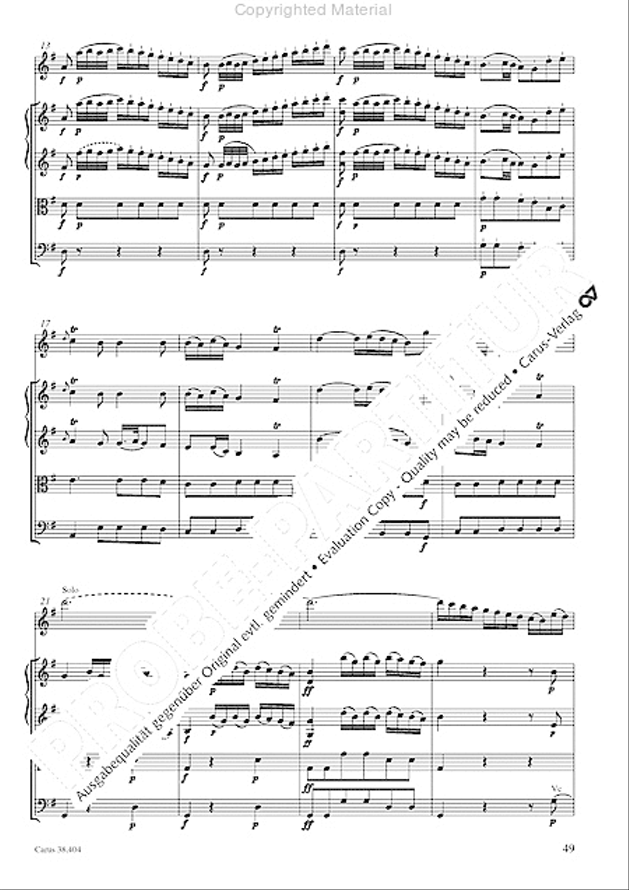 Concerto for Flute in D major (Concerto per il Flauto traverso in D / Flotenkonzert in D) Flute Solo scores gallery preview page 51