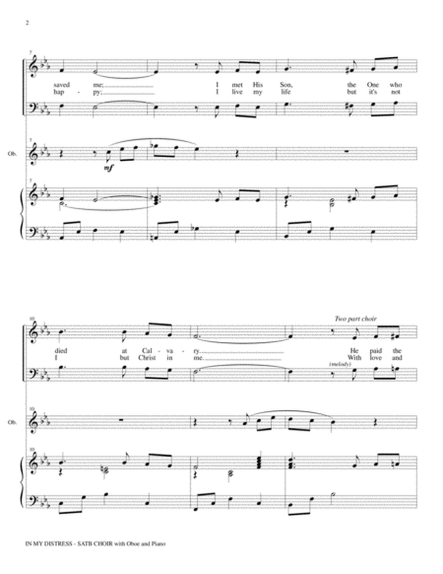 IN MY DISTRESS (SATB CHOIR with Oboe & Piano) image number null