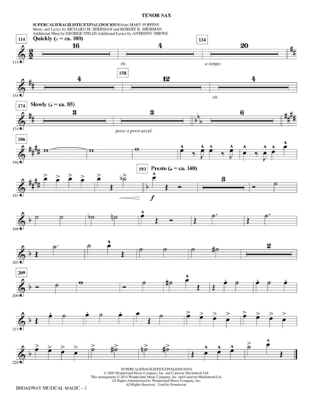 Broadway Musical Magic - Tenor Saxophone