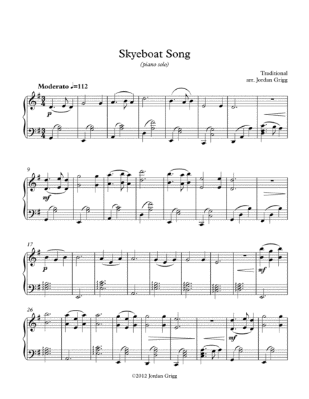 Skyeboat Song (piano solo) image number null