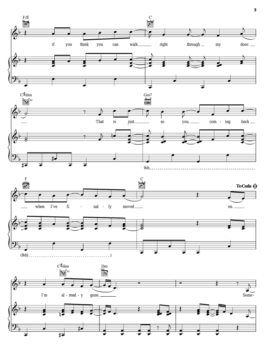 Gone Piano, Vocal, Guitar scores gallery preview page 3