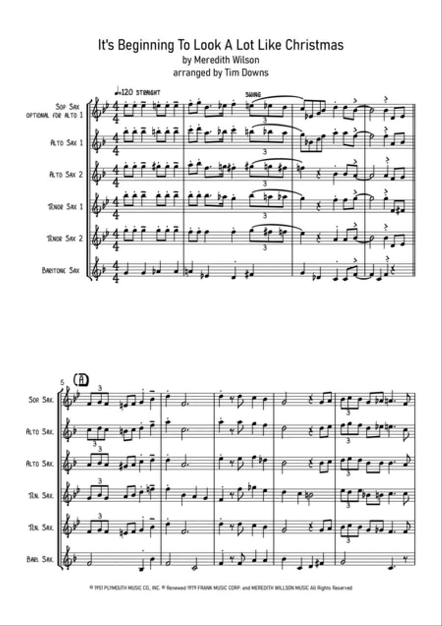 It's Beginning To Look Like Christmas Saxophone Quintet scores gallery preview page 2