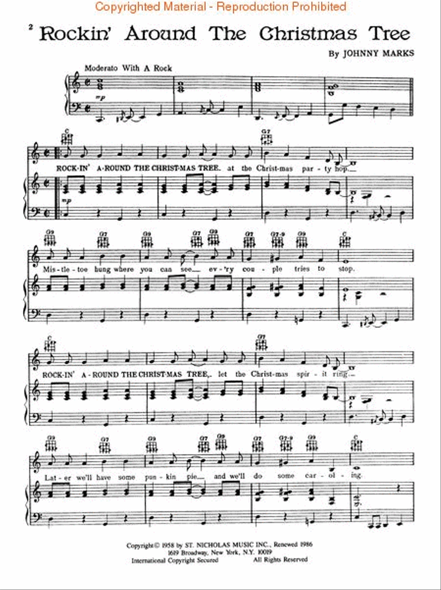 Rockin' Around the Christmas Tree Piano, Vocal, Guitar scores gallery preview page 2