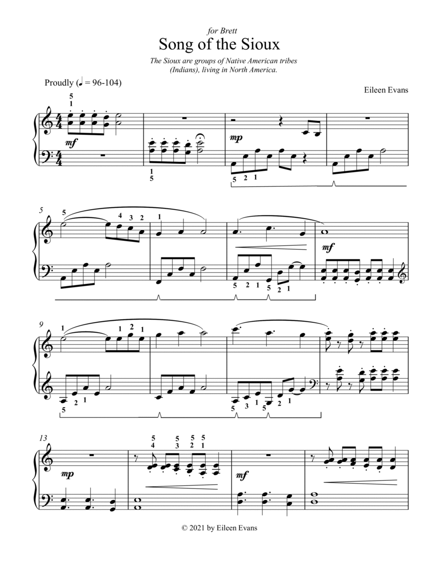 Song of the Sioux Song of the Sioux Piano Method scores gallery preview page 1
