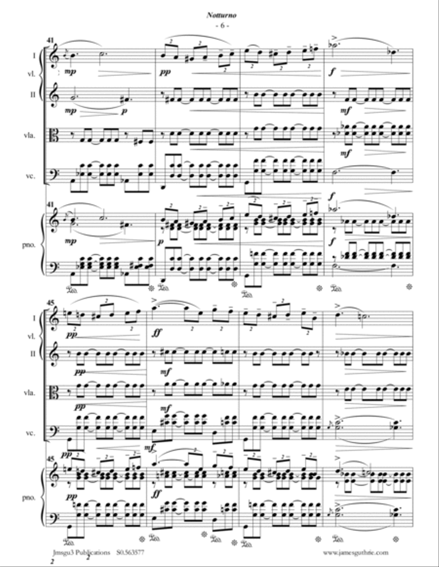 Grieg: Notturno Op. 54 No. 4 for Piano Quintet Piano Quintet scores gallery preview page 6
