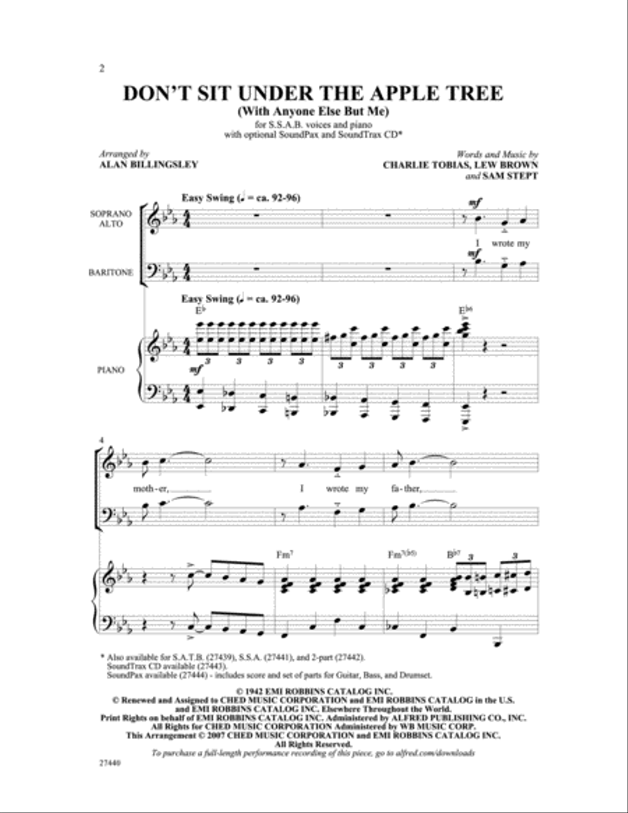 Don't Sit Under the Apple Tree 3-Part scores gallery preview page 2
