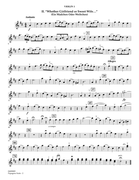 Papageno Suite - Violin 1