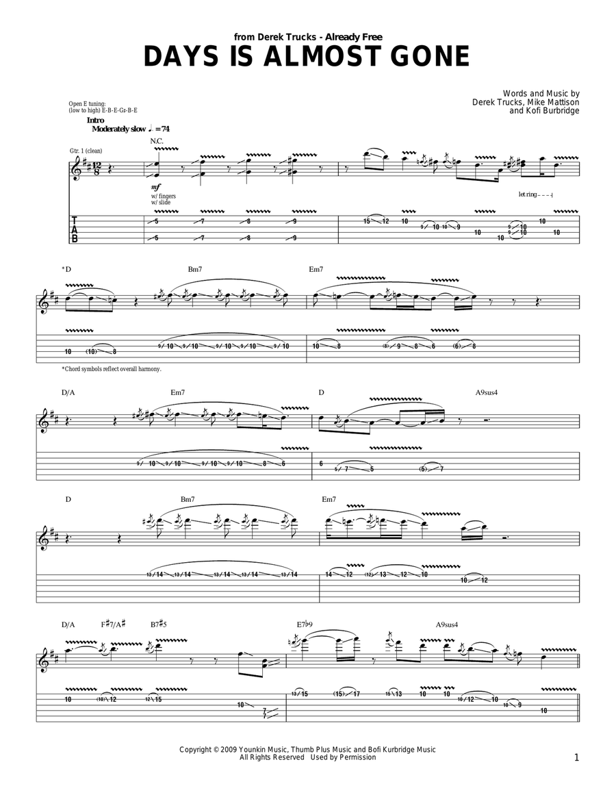 Days Is Almost Gone Days Is Almost Gone Acoustic Guitar scores gallery preview page 1