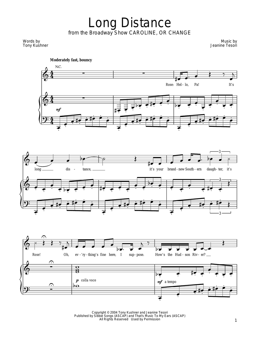 Long Distance Long Distance Piano, Vocal, Guitar scores gallery preview page 1