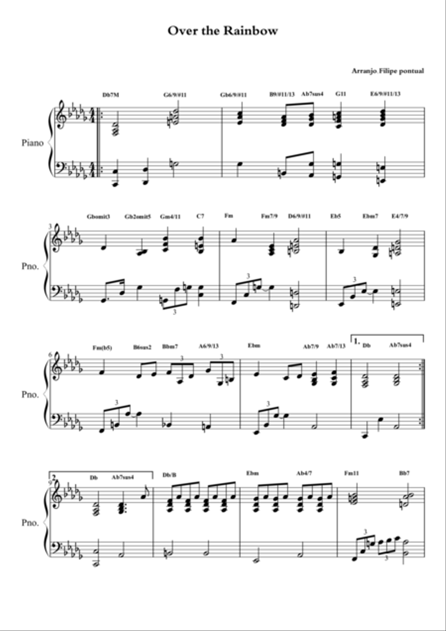 Over The Rainbow (from The Wizard Of Oz) Piano, Vocal, Guitar scores gallery preview page 1