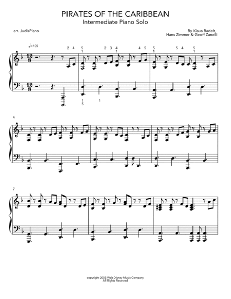 Pirates Of The Caribbean Piano Solo scores gallery preview page 2