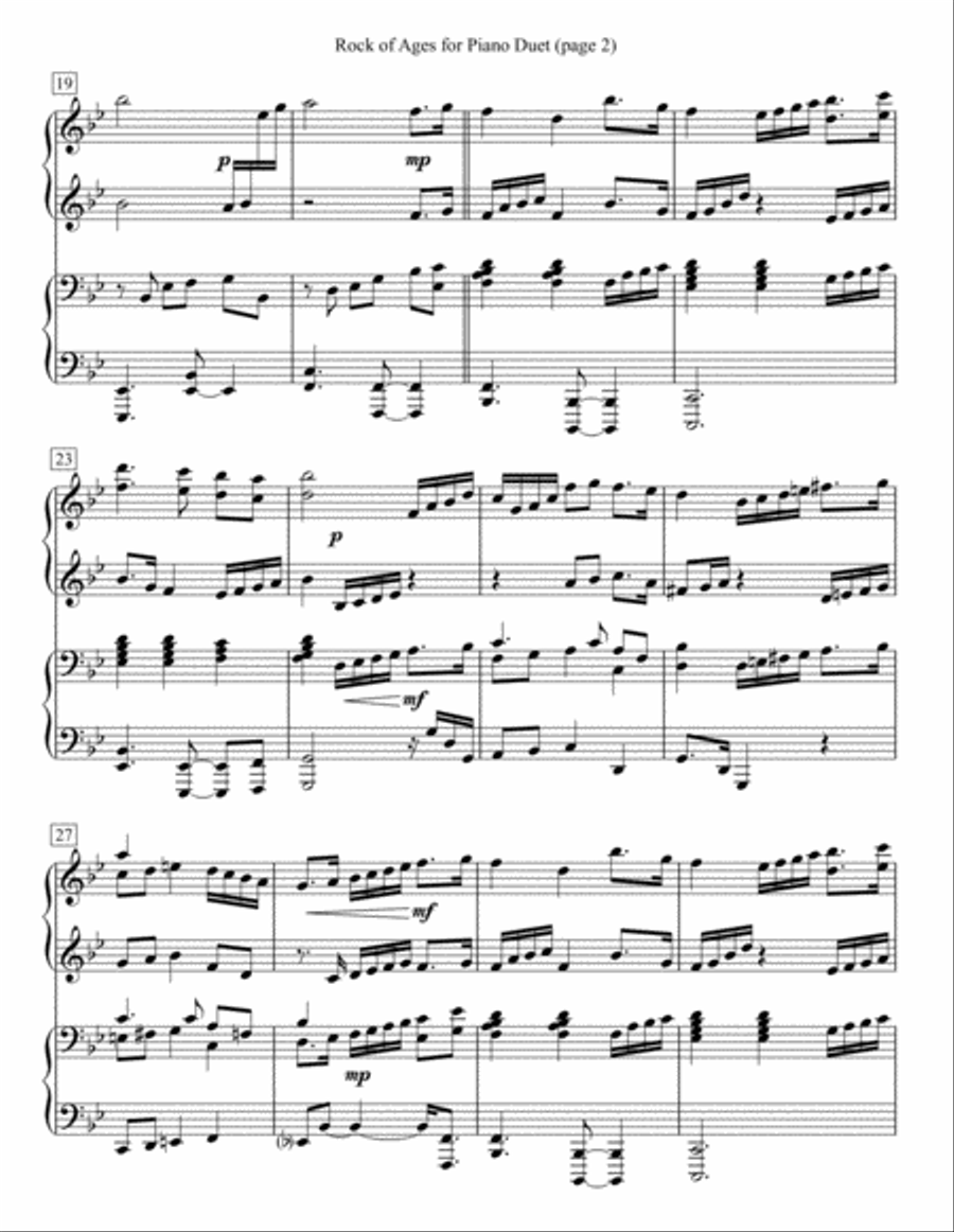 Rock of Ages for Piano Duet 1 Piano, 4-Hands scores gallery preview page 2