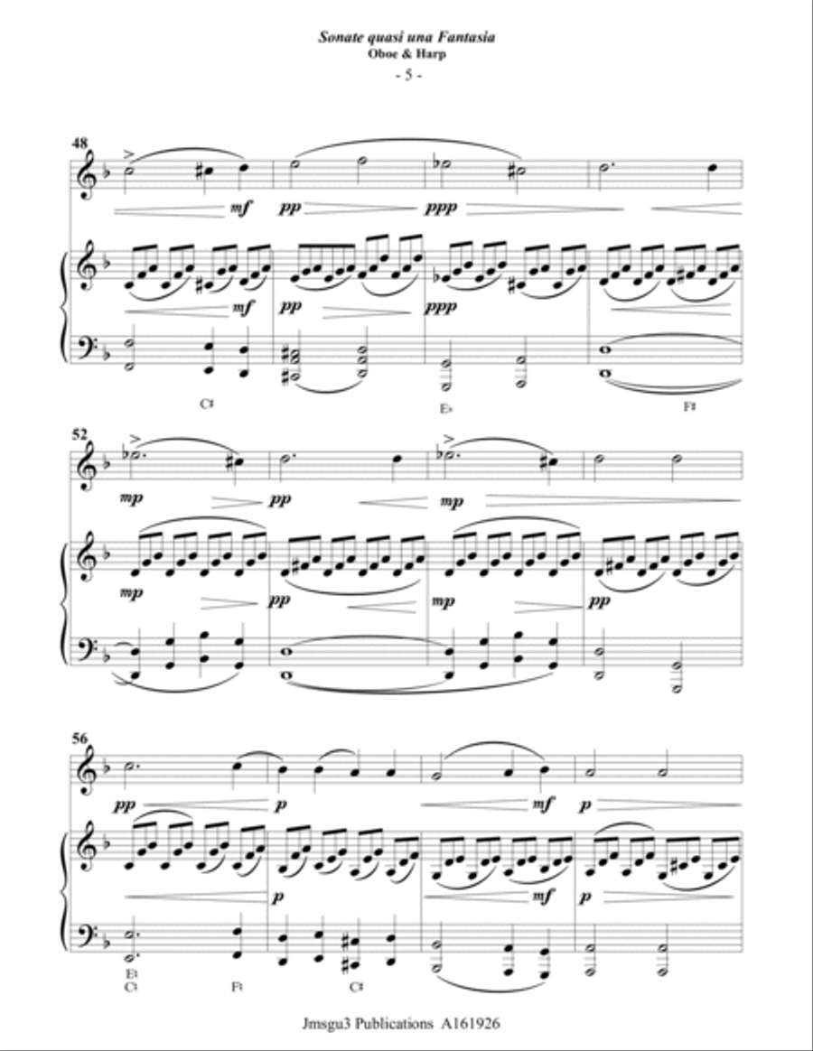 Beethoven: Adagio from the Moonlight Sonata for Oboe & Harp Harp scores gallery preview page 5