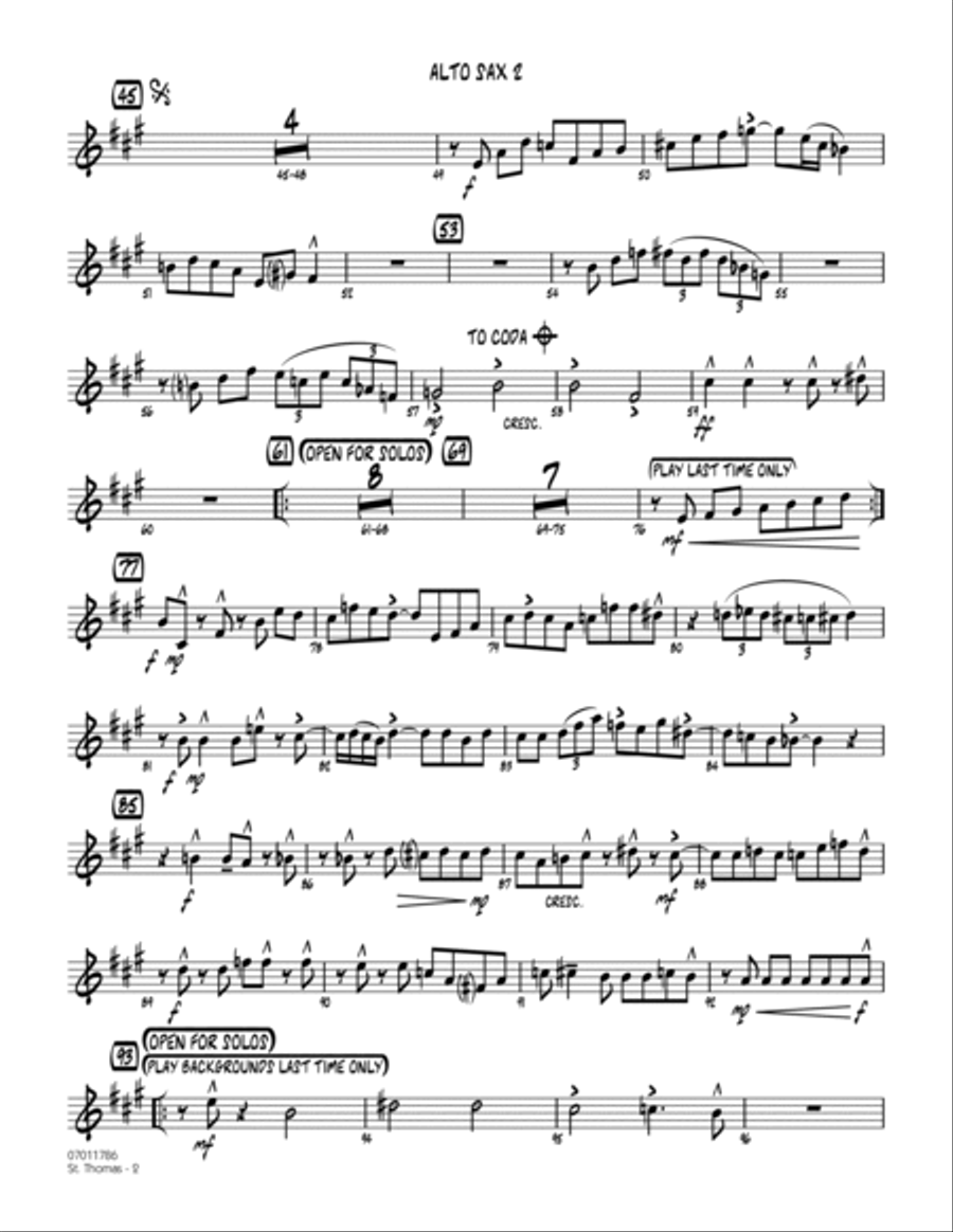 St. Thomas - Alto Sax 2 Jazz Ensemble scores gallery preview page 2
