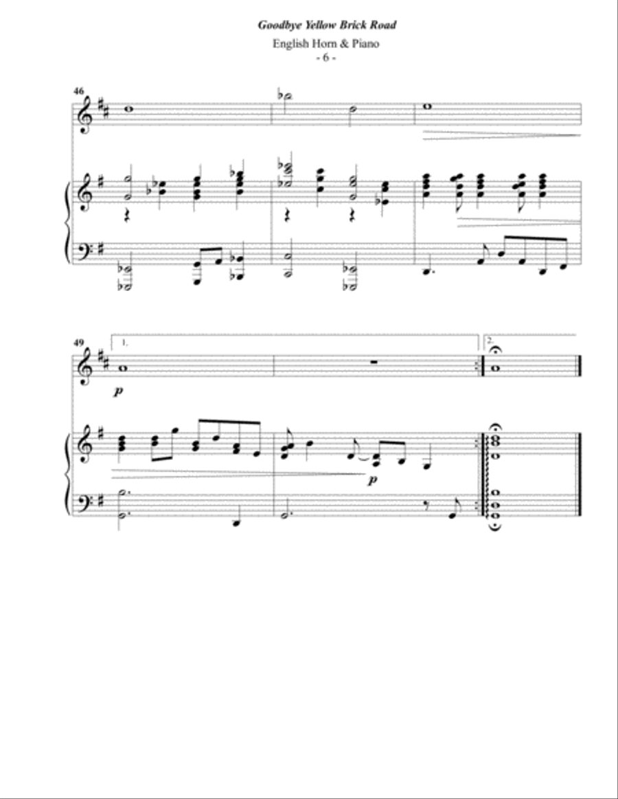 Goodbye Yellow Brick Road English Horn scores gallery preview page 6