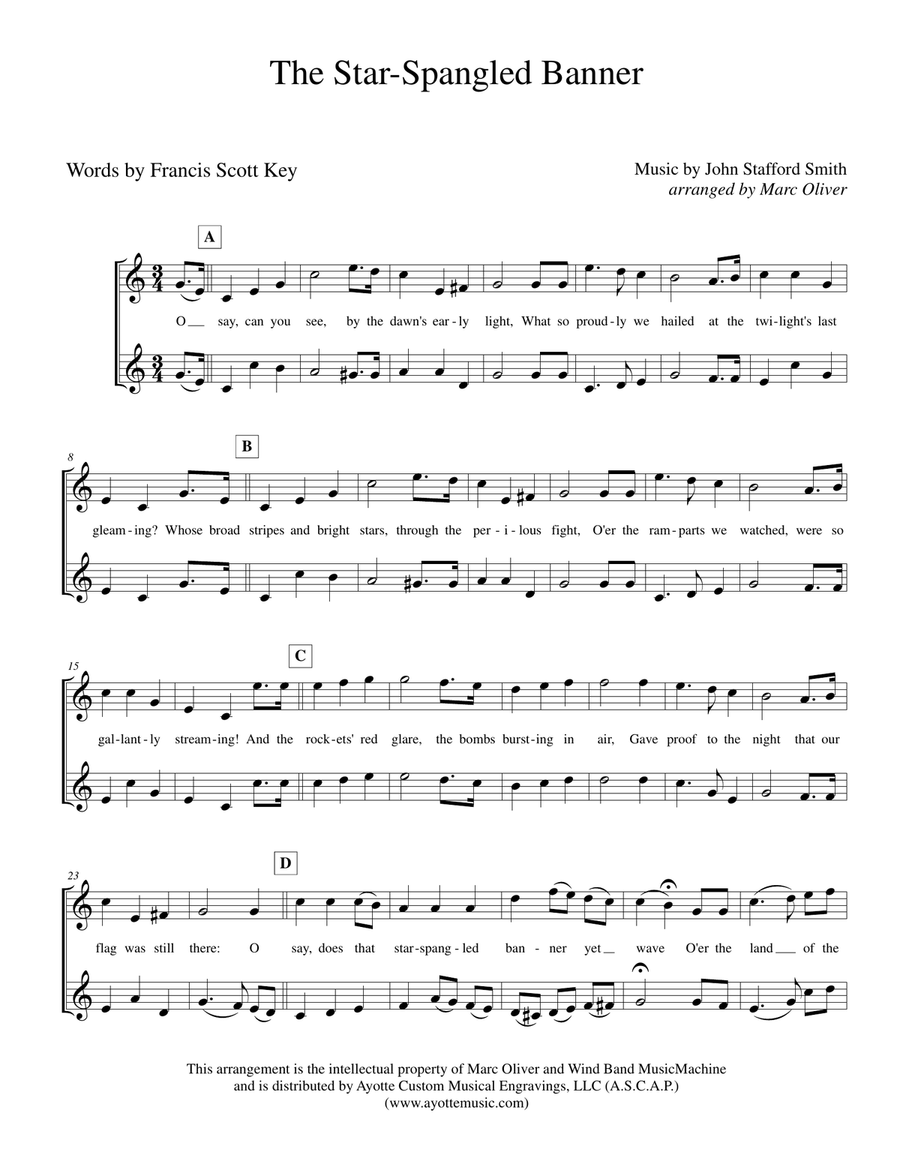 The Star Spangled Banner (Vocal Duet) Vocal Duet scores gallery preview page 2