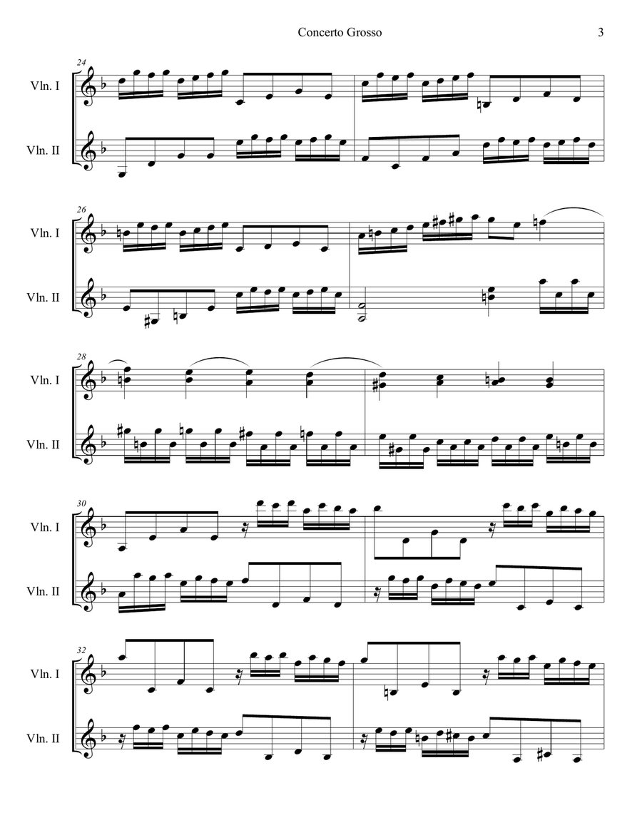 Antonio Vivaldi - Concerto Grosso in d minor RV 565 3rd mvt. arr. for violin duo (score and parts) String Duet scores gallery preview page 3