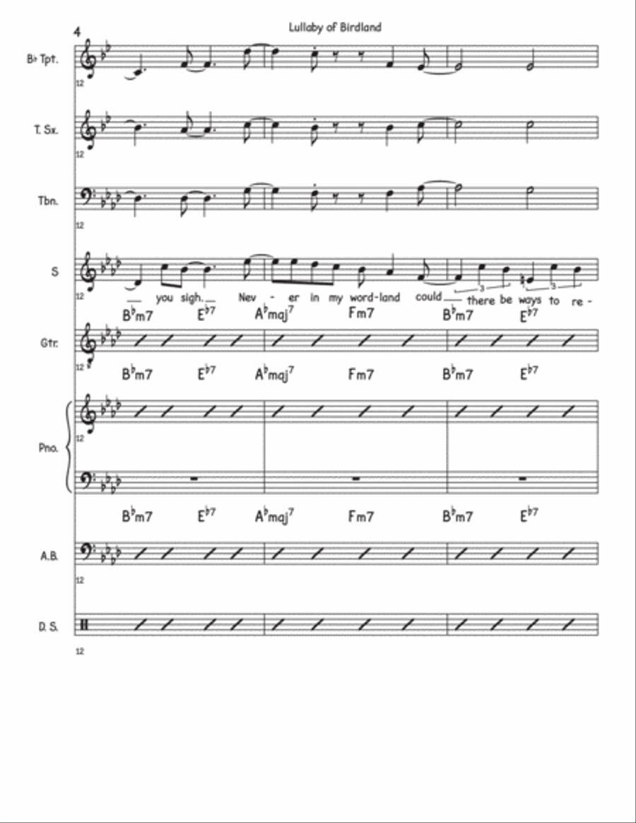 Lullaby Of Birdland Lullaby Of Birdland Jazz Ensemble scores gallery preview page 4