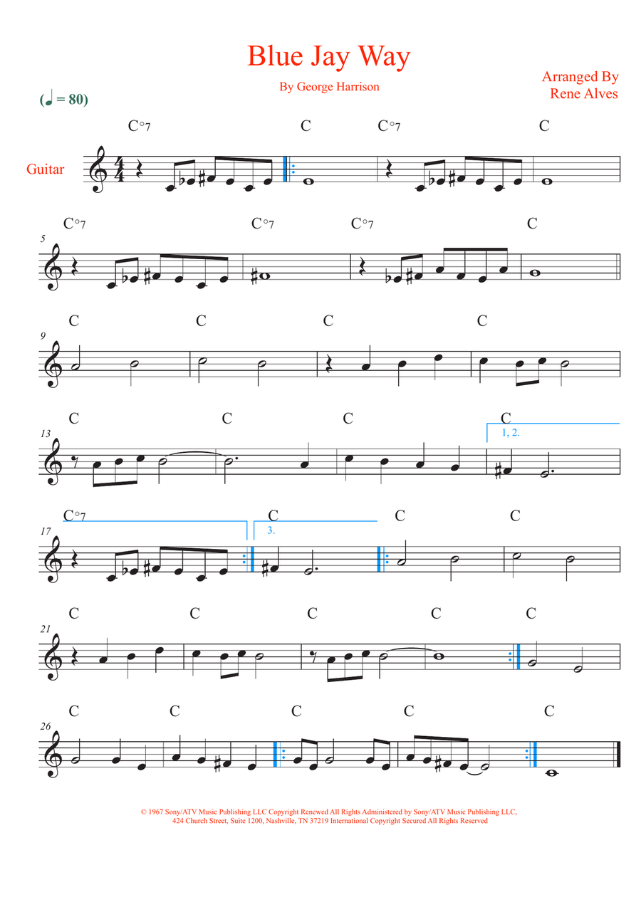 Blue Jay Way Acoustic Guitar scores gallery preview page 1